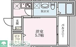 フルーヴテラス 1Kの間取図画像
