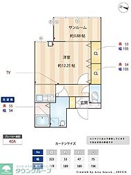 ドム・アコード協栄 1Kの間取図画像