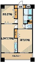 K.S柿生 2DKの間取図画像