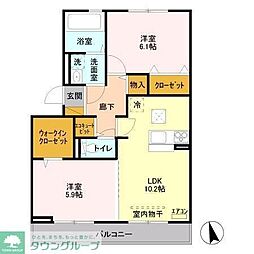 ラ　ティーダ 1階2LDKの間取り