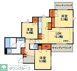 プランドール南流山 3LDKの間取図画像