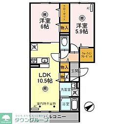 エーデルハイム3 2LDKの間取図画像