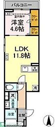 セレスティア大谷田II 1LDKの間取図画像