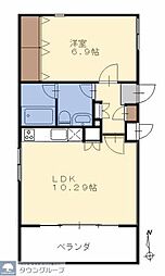 オアシスB 1LDKの間取図画像