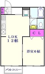 ハッピーパレスC棟 1LDKの間取図画像