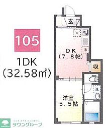 仮)神明2丁目アパート新築工事 1DKの間取図画像