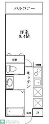 センチュリーオークB棟 1Kの間取図画像