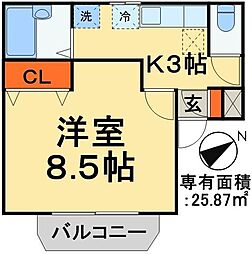 CEL東美野2 1Kの間取図画像