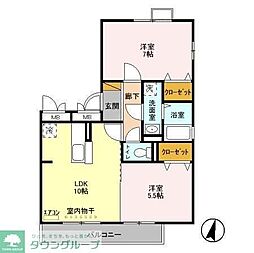 サンセゾンナツキ 2LDKの間取図画像