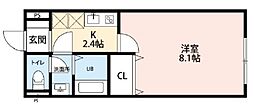 リガヤ北松戸 1Kの間取図画像