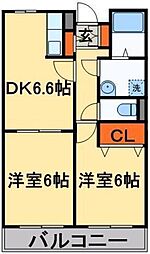 アンソレイエ 2DKの間取図画像