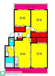 プロミネント馬橋 3DKの間取図画像