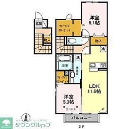 ハーモニーテラス 2LDKの間取図画像