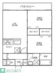 センチュリーオークB棟 2LDKの間取図画像