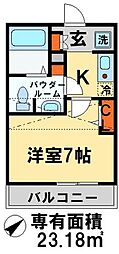 アジュール2 1Kの間取図画像