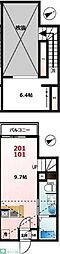 松戸市新松戸7丁目アパート ワンルームの間取図画像