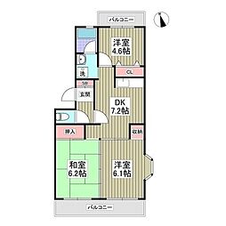 レグルス松戸B 3DKの間取図画像