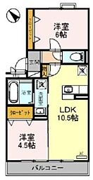アンクレージュB 2LDKの間取図画像