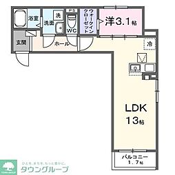 フロラージュ 1LDKの間取図画像
