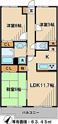 ソレイユ松戸 3LDKの間取図画像