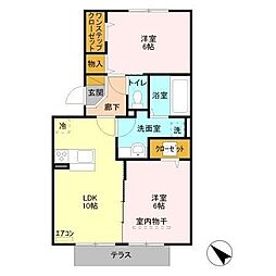 イルソーレ吉川美南アランチャ 2LDKの間取図画像