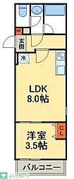 LEVICIA BLDG.III 1LDKの間取図画像