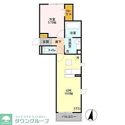 ウィット吉川B 1LDKの間取図画像