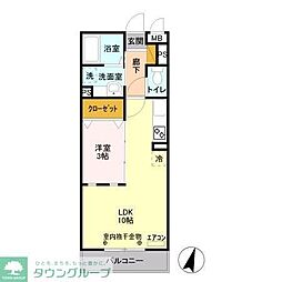 エスポワール八汐 1LDKの間取図画像