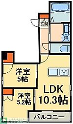 松戸市松戸マンション 2LDKの間取図画像