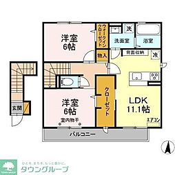 ムーンリバー A棟 2LDKの間取図画像