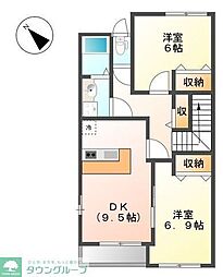 エルミタージュ 2DKの間取図画像