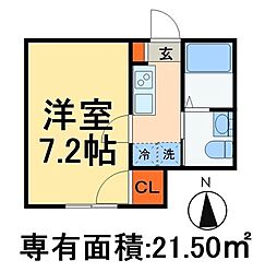 Infina松戸 1Kの間取図画像