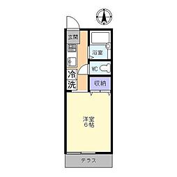 西武新宿線 本川越駅 徒歩8分の賃貸アパート 1階ワンルームの間取り