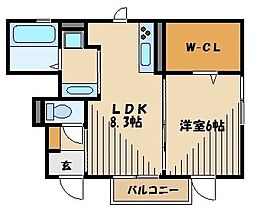 西武新宿線 狭山市駅 徒歩12分の賃貸アパート 1階1LDKの間取り