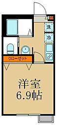 東武東上線 新河岸駅 徒歩6分の賃貸アパート 3階1Kの間取り