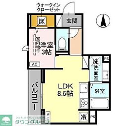 川越市富士見町アパート 1LDKの間取図画像