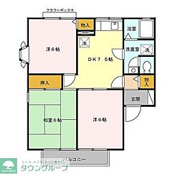 東武東上線 坂戸駅 徒歩14分の賃貸アパート 1階3DKの間取り