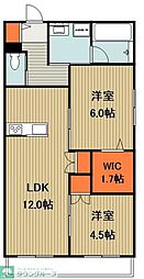 東武東上線 鶴ヶ島駅 徒歩5分の賃貸アパート 2階2LDKの間取り