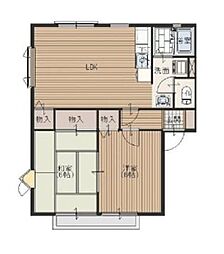 東武東上線 鶴ヶ島駅 徒歩16分の賃貸アパート 1階2LDKの間取り