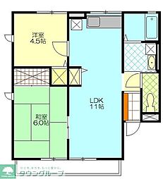 シティハイムパーシモン2 2LDKの間取図画像