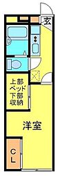 レオパレス流鏑馬 1Kの間取図画像