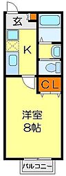 キャメル川越岸町 1Kの間取図画像