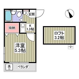 レオパレスブラウン第四 1Kの間取図画像