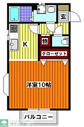 プレジールノリカ ワンルームの間取図画像