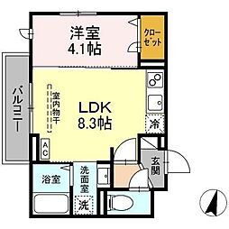 西武新宿線 田無駅 徒歩16分の賃貸アパート 3階1LDKの間取り