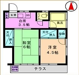 ひぐち荘 2階2Kの間取り