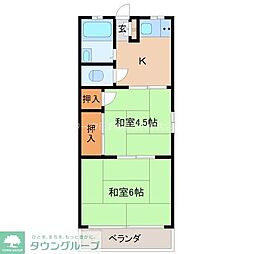 多摩都市モノレール 高松駅 徒歩9分の賃貸アパート 1階2Kの間取り