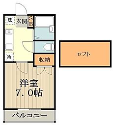 JR中央線 武蔵小金井駅 徒歩8分の賃貸アパート 1階1Kの間取り