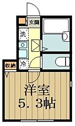 JR中央線 武蔵小金井駅 徒歩9分の賃貸アパート 1階1Kの間取り