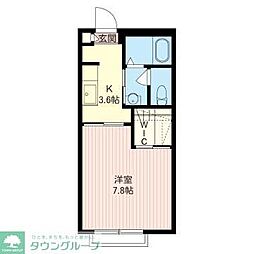 カサベリヤA 2階1Kの間取り